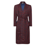 Ornate Paisley Madder Silk Dressing Gown in Red and Wine