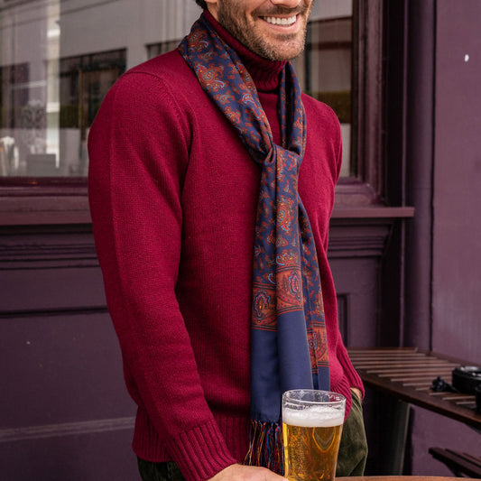 Plain Cashmere Roll Neck Jumper in Claret