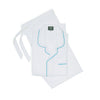 Men's white cotton poplin pyjamas with California blue hand-piping