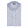 Tailored Fit Button Down Stripe Oxford Shirt in Navy Melange
