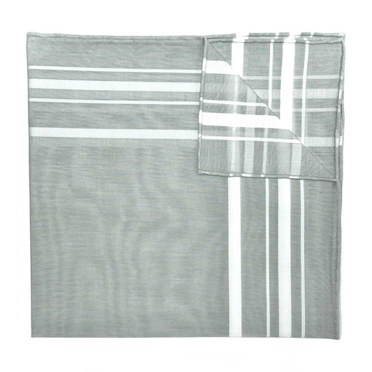 Sonata Batiste Cotton Pocket Square in Silver