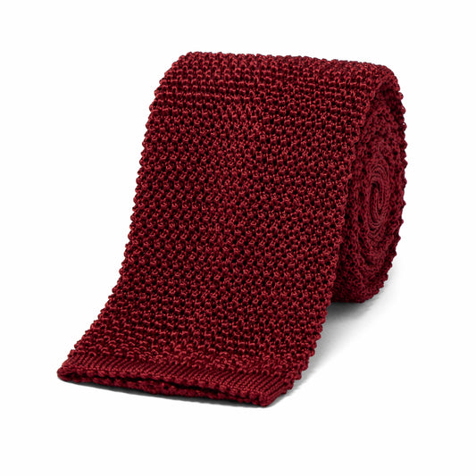 Fine Knitted Silk Tie in Wine
