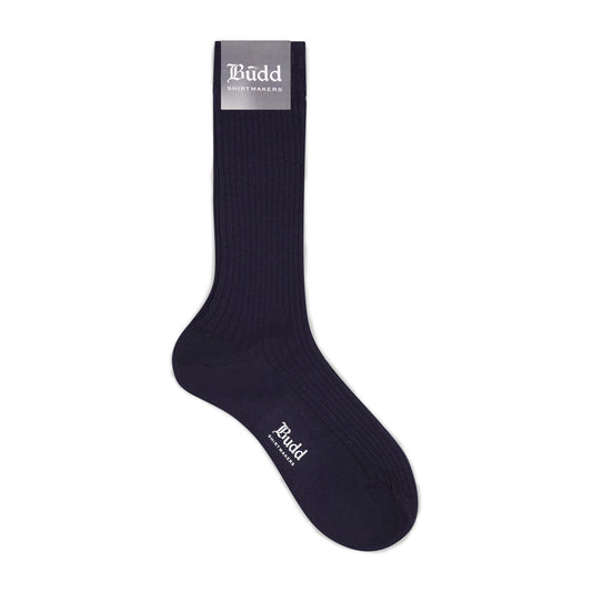 Short Wool and Silk Socks in Navy