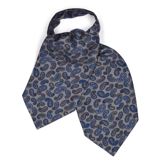 Silk Corinthian Paisley Cravat in Grey