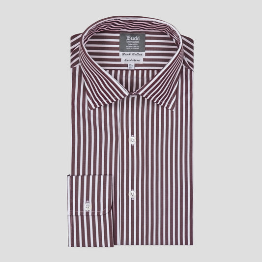 Exclusive Budd Stripe Tailored Fit Shirt in Burgundy