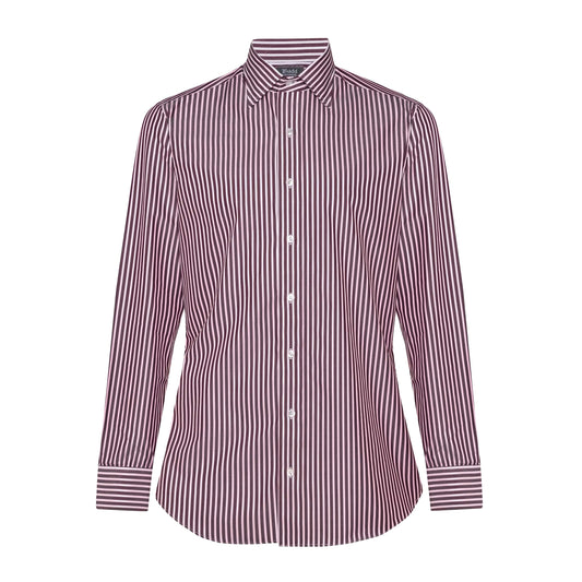 Exclusive Budd Stripe Tailored Fit Shirt in Burgundy