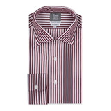 Exclusive Budd Stripe Tailored Fit Shirt in Burgundy