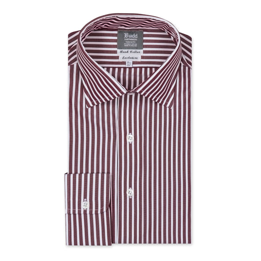 Exclusive Budd Stripe Tailored Fit Shirt in Burgundy
