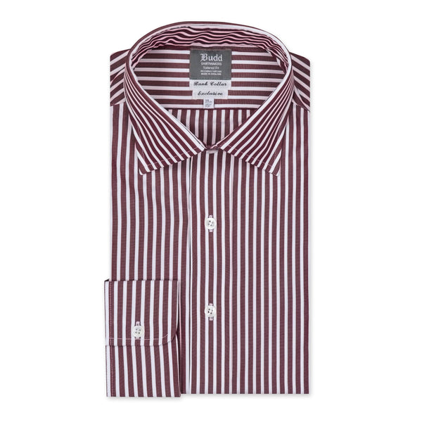 Exclusive Budd Stripe Tailored Fit Shirt in Burgundy