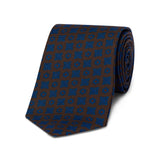 Brown and blue authentic madder silk tie