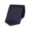 Brown authentic madder silk tie with blue decorative motif