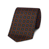 Tobacco brown madder silk tie with rosette motif