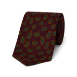 Dark red feather paisley motif wool tie