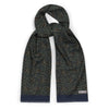 Marine blue fine wool tube scarf with small goose in nature design