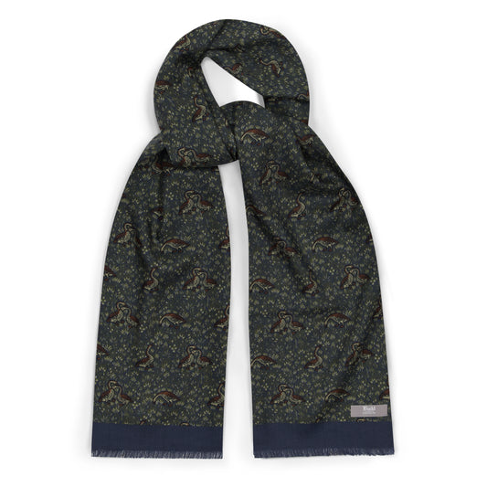 Goosey Gander Tubular Wool and Silk Scarf in Blue