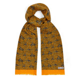 Yellow gold fine wool tube scarf with small goose in nature design