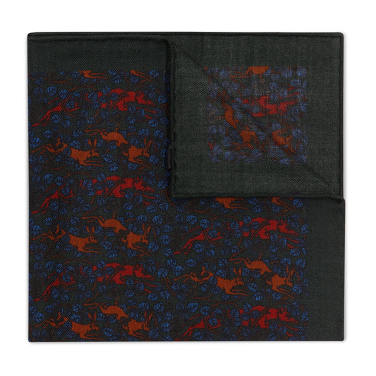 Catch The Hare Wool and Cashmere Pocket Square in Brown