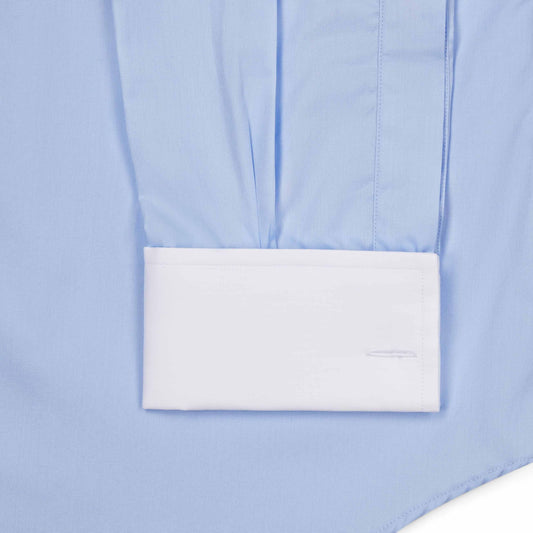 Tailored Fit Poplin Shirt in Blue with White Collar and Cuffs