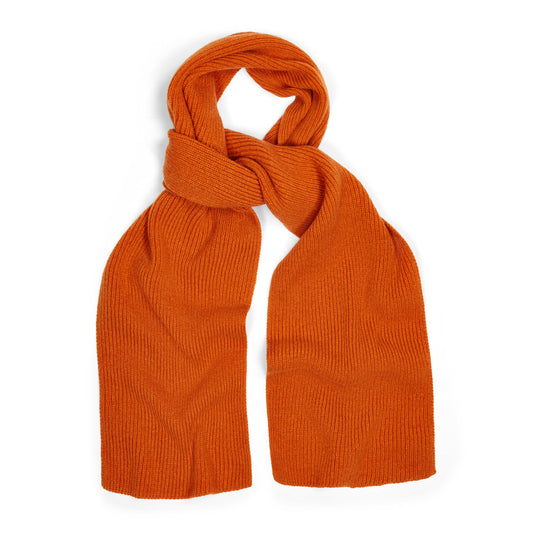 Ribbed cashmere scarf in cointreau orange