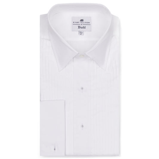 Kirby Allison x Budd Tailored Fit Hand Pleated Poplin Dress Shirt in White