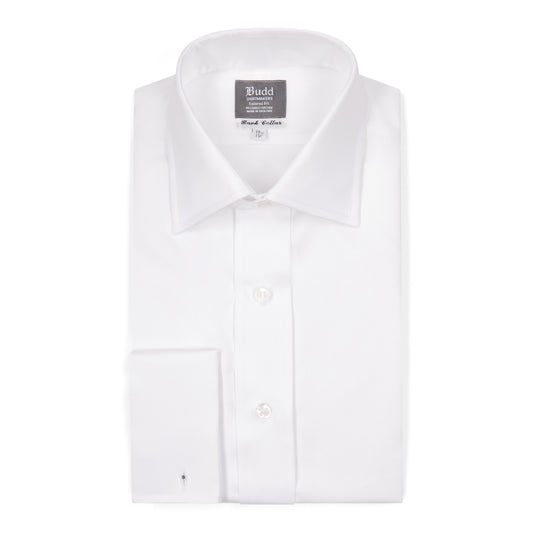 Tailored Fit Fine Piquet Double Cuff Shirt in White