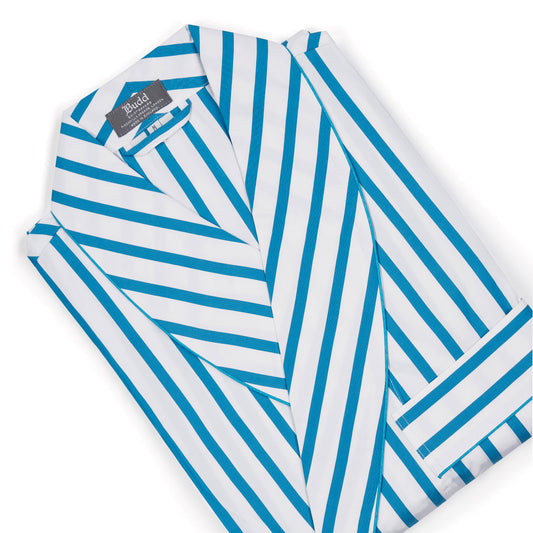 Stripe Poplin Dressing Gown in California Blue