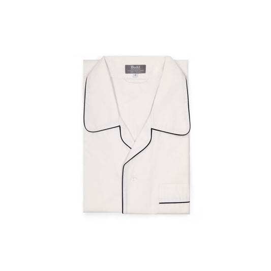 Plain Poplin Nightshirt in Cream and Navy