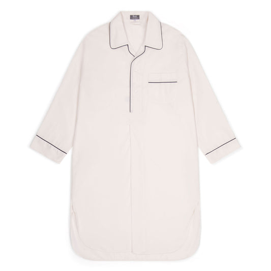 Plain Poplin Nightshirt in Cream and Navy