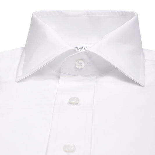 Slim Fit Poplin Double Cuff Shirt in White