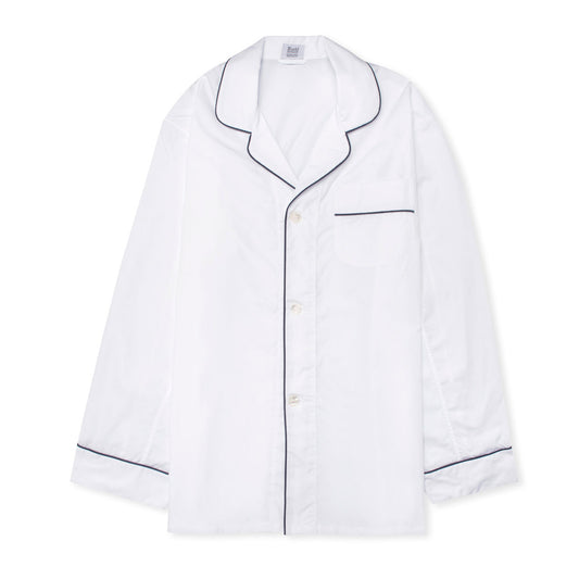 Giza 87 Egyptian Cotton Classic Fit Pyjamas in White and Navy