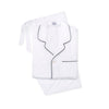White Giza Cotton men's pyjamas with navy piping