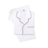 White Giza Cotton men's pyjamas with navy piping