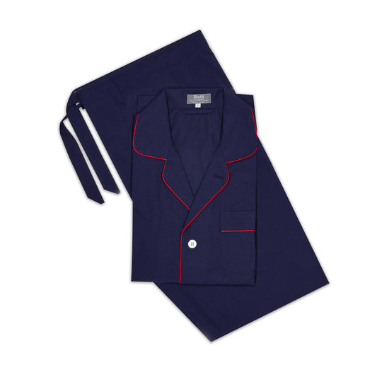 Panama Cotton Pyjamas in Indigo and Red