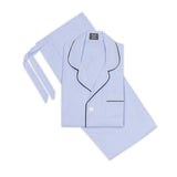 Giza cotton sky blue men's pyjamas with navy piping