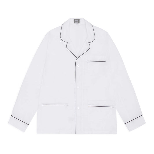 White Giza Cotton men's pyjamas with navy piping