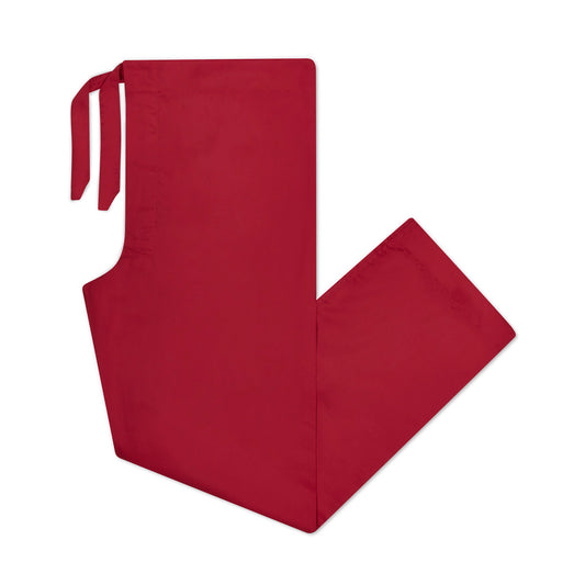 Men's red cotton twill pyjamas with navy piping