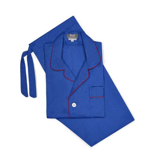 Men's Fine Twill Cotton Pyjamas in Royal Blue