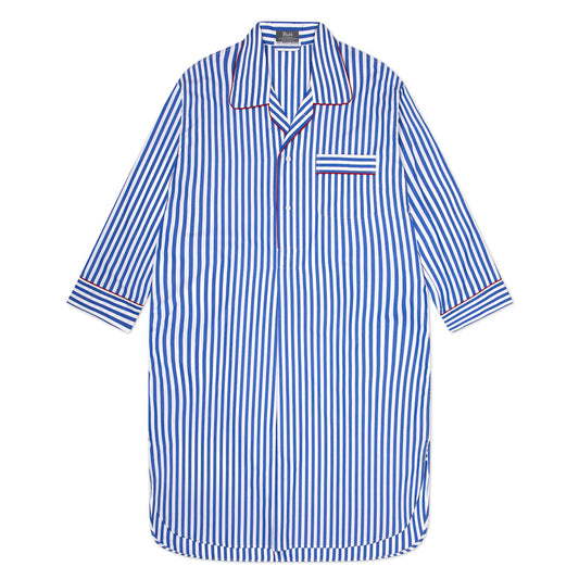 Men's Sea Island Quality Stripe Nightshirt in Royal Blue