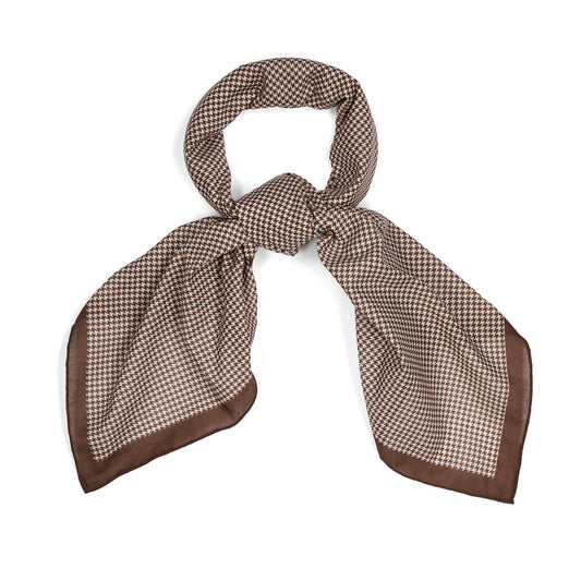 Houndstooth Cotton Lawn Neckerchief in Coffee