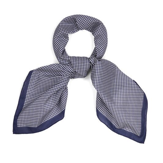 Houndstooth Cotton Lawn Neckerchief in Navy