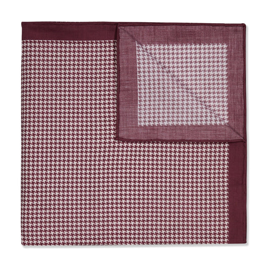 Houndstooth Cotton Lawn Neckerchief in Wine
