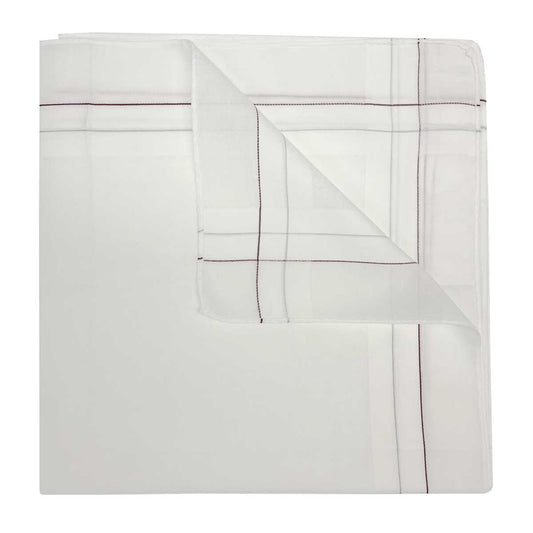 Italian Cotton Hand Stitched Border Handkerchief in Wine