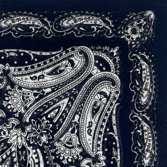 Italian Cotton Floral Paisley Handkerchief in Midnight