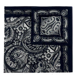 Italian Cotton Floral Paisley Handkerchief in Midnight