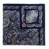 Italian Cotton Floral Paisley Handkerchief in Navy