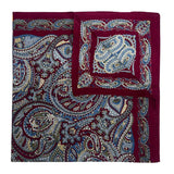 Italian Cotton Floral Paisley Handkerchief in Wine