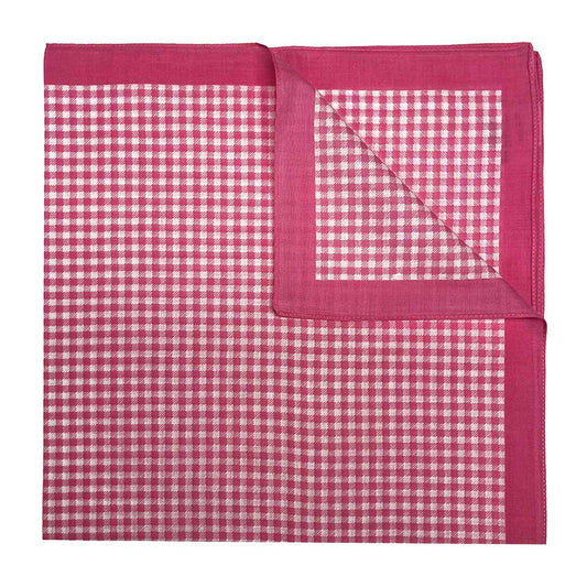 Italian Cotton Large Gingham Handkerchief in Bubblegum