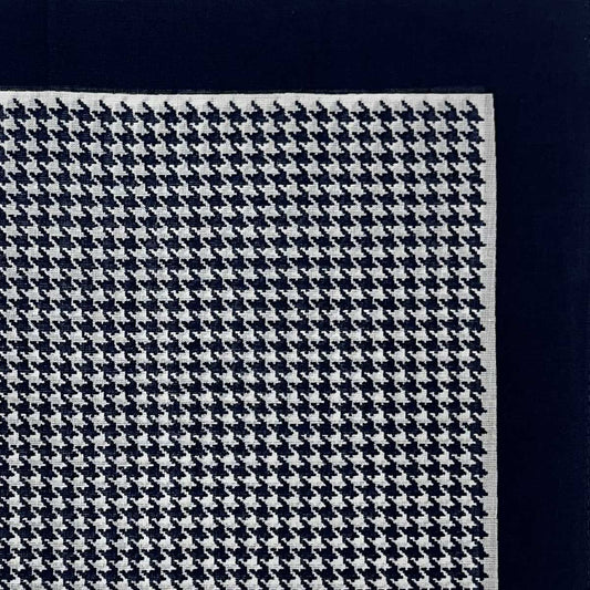 Italian Cotton Dogtooth Handkerchief in Navy