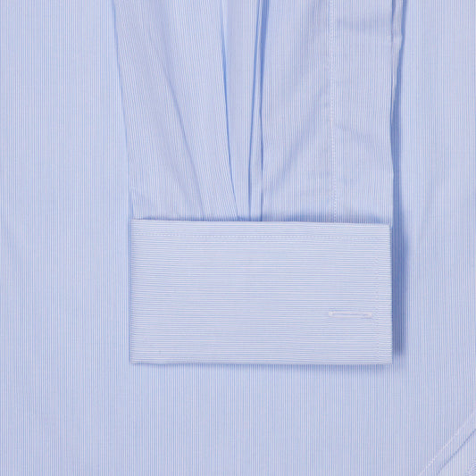 Classic Fit Double Cuff Needle Stripe Shirt in Sky Blue