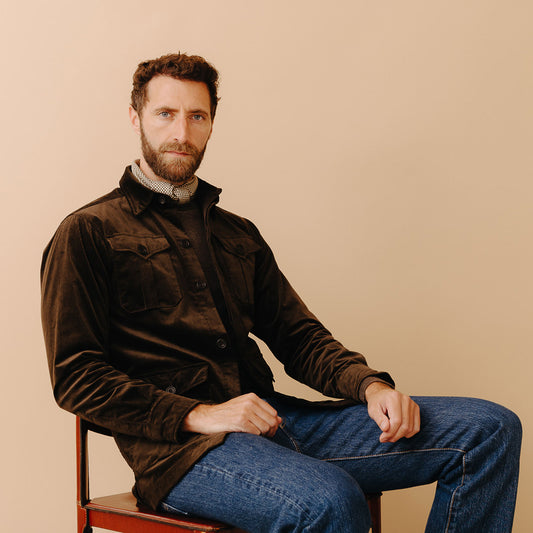 Cotton Corduroy Safari Jacket in Olive